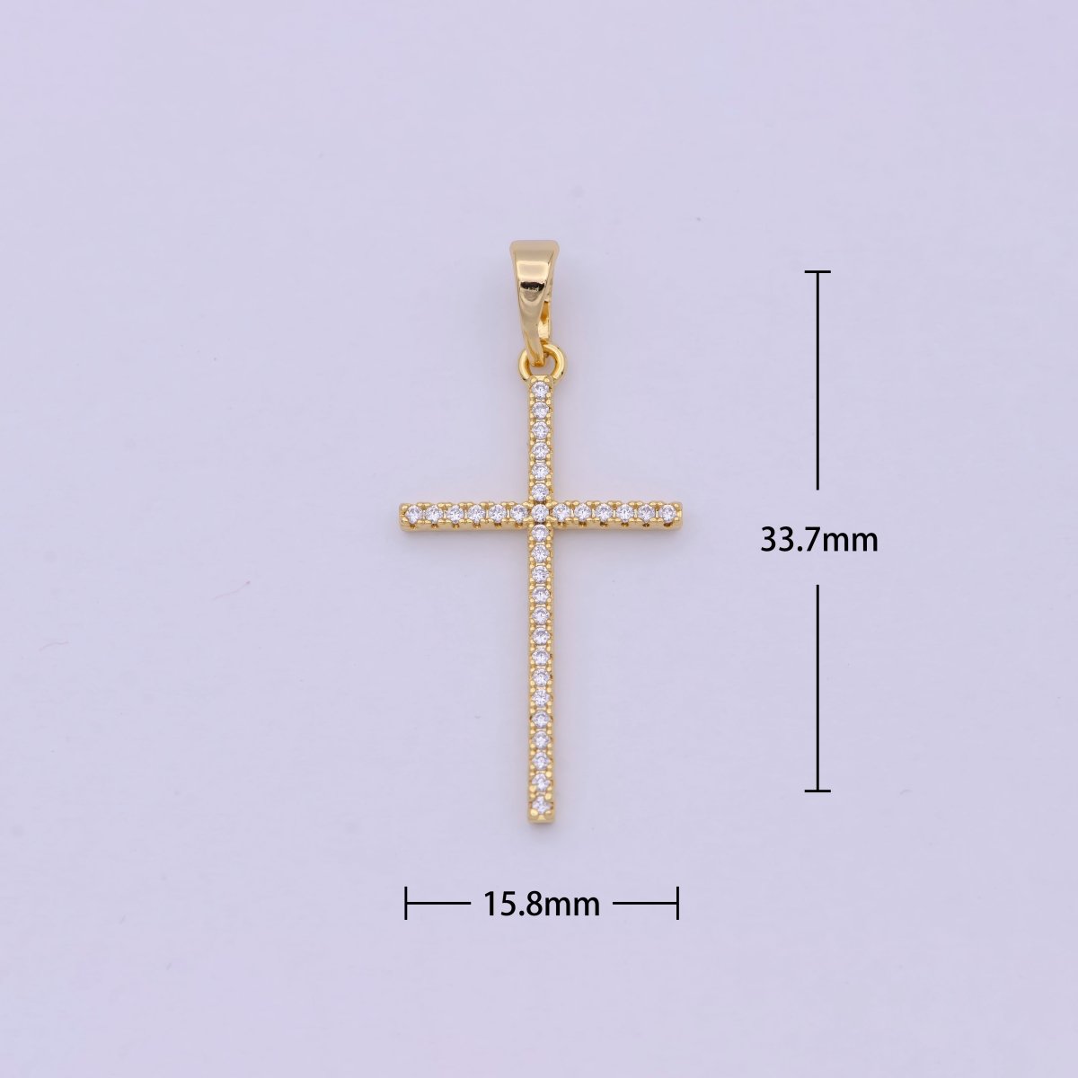 White, 14K Gold Filled Minimalist 34mm Micro Paved CZ Latin Religious Cross Pendant H-018 H-022 H-136 I-010 - DLUXCA