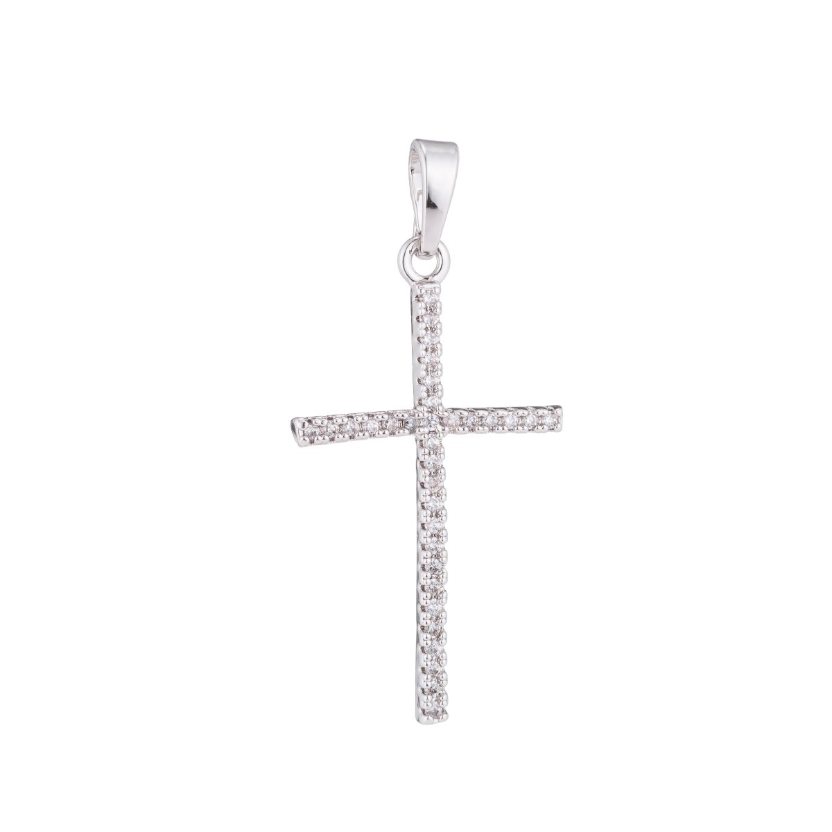 White, 14K Gold Filled Minimalist 34mm Micro Paved CZ Latin Religious Cross Pendant H-018 H-022 H-136 I-010 - DLUXCA