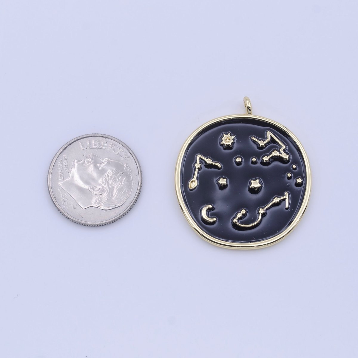 White, Black Enamel Celestial Stars Constellation Gold Round Charm H-274 H-277 - DLUXCA