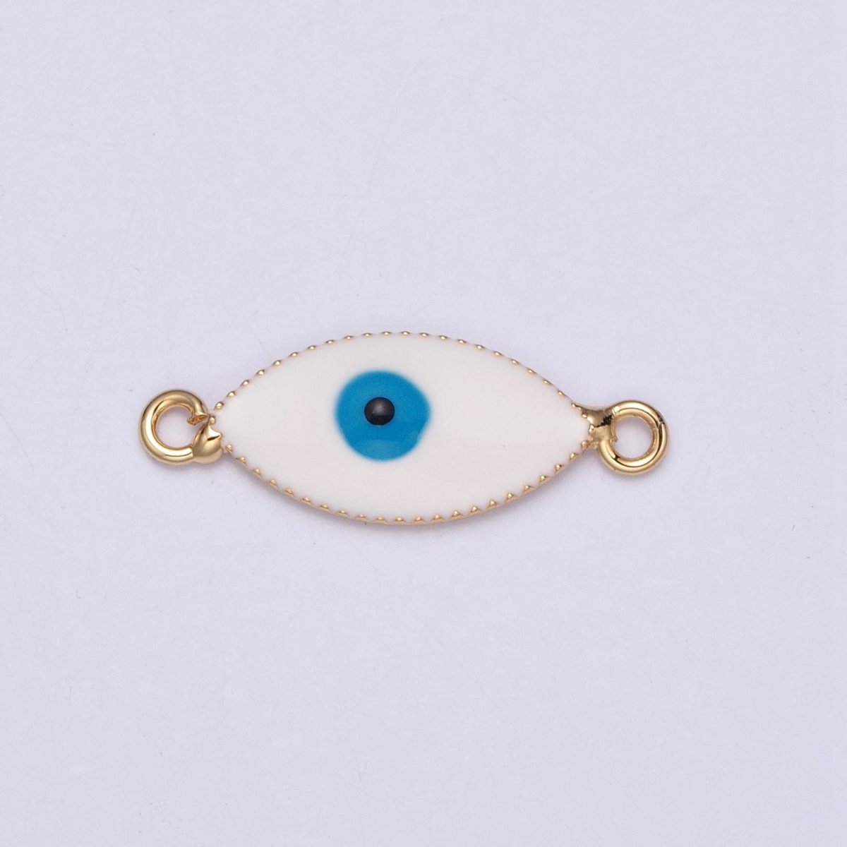 White Enamel Evil Eye Connector, Eye of Ra Protection Charm Connector For Jewelry Making, G-921 - DLUXCA