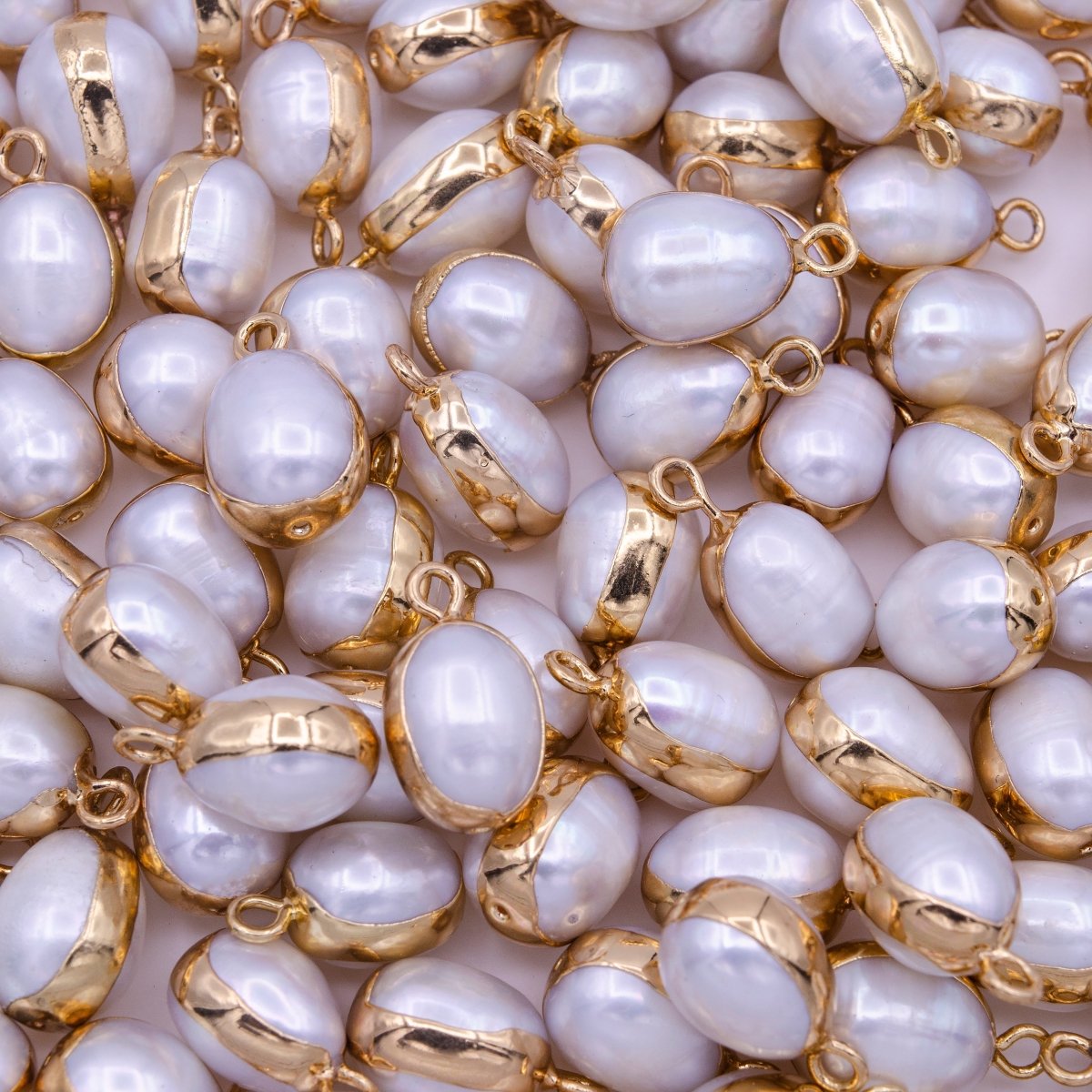 White Freshwater Pearl Teardrop Gold Coated Add-On Charm | P-1851 - DLUXCA