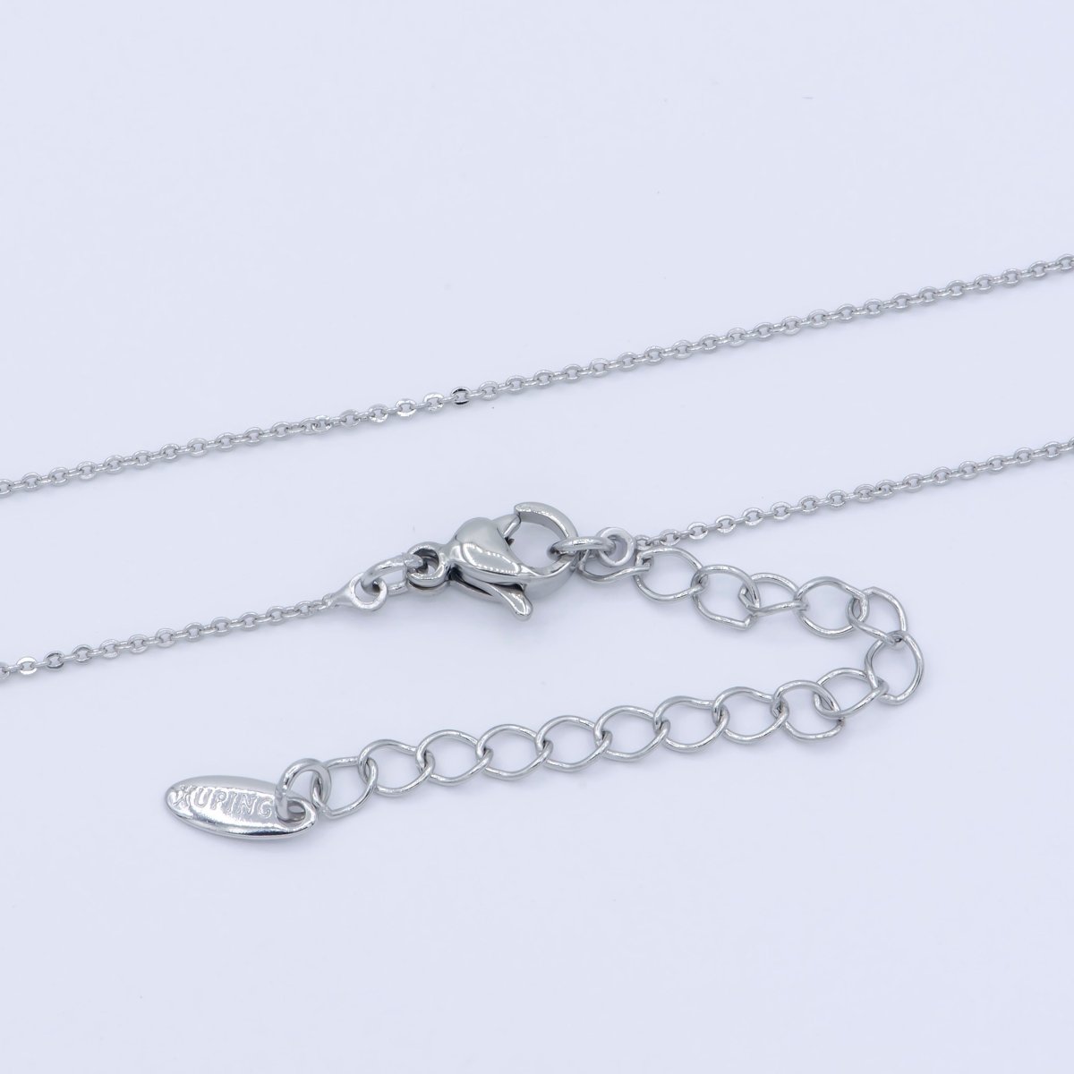 White Gold Filled 0.8mm Dainty Rolo Cable 16 Inch Choker Necklace w. Extender | WA-239 Clearance Pricing - DLUXCA