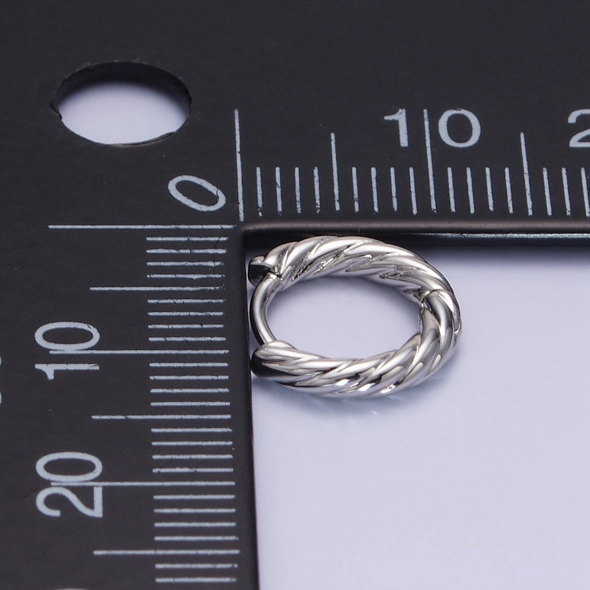 White Gold Filled 10mm Croissant Twisted Cartilage Minimalist Huggie Earrings | AB1268 - DLUXCA