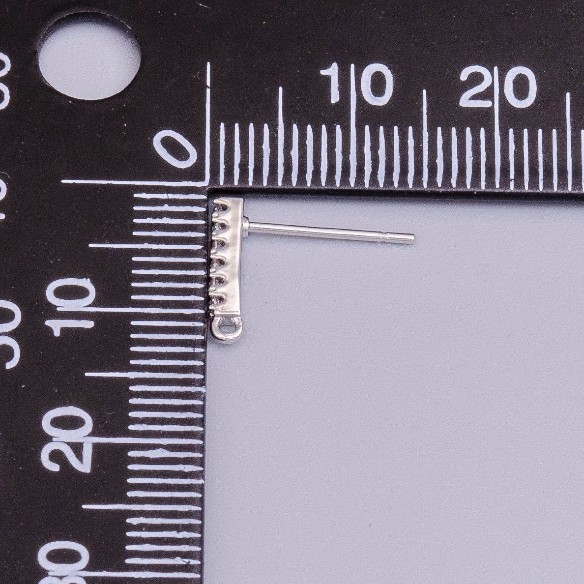 White Gold Filled 11.3mm Micro Paved CZ Bar Open Loop Stud Earrings | Z-405 - DLUXCA