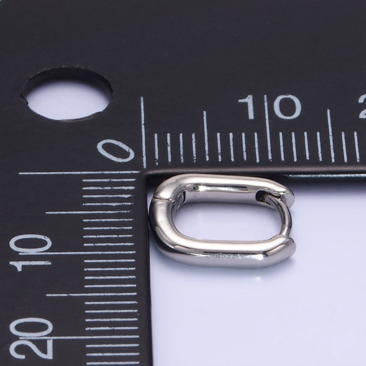 White Gold Filled 11mm Oblong Cartilage Minimalist Huggie Earrings | AB1267 - DLUXCA