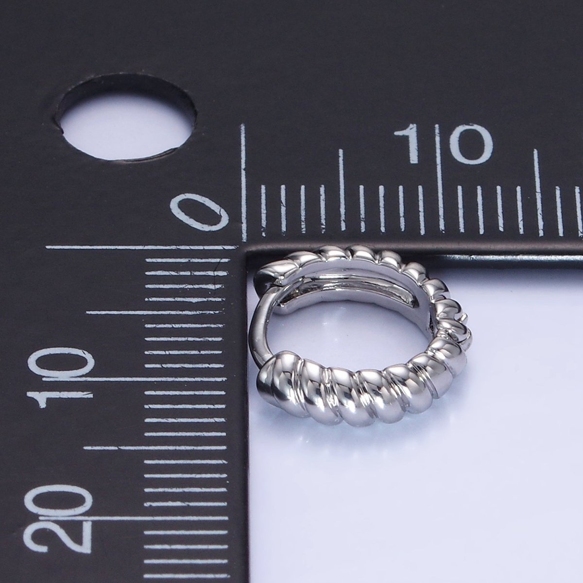 White Gold Filled 12mm Croissant Cartilage Minimalist Huggie Earrings | AB1269 - DLUXCA