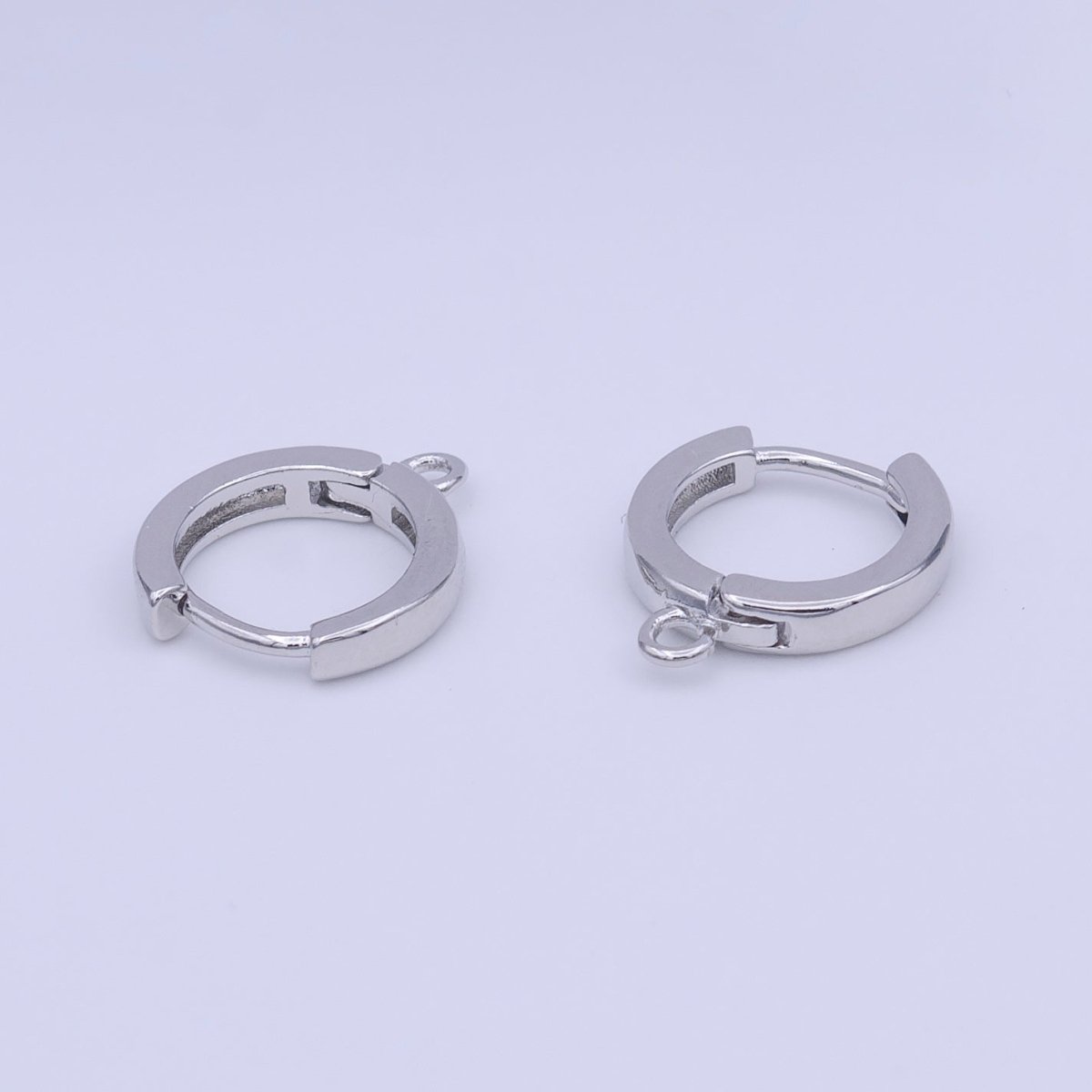 White Gold Filled 12mm Mini Silver Huggie Open Loop Earrings Supply | K-209 - DLUXCA
