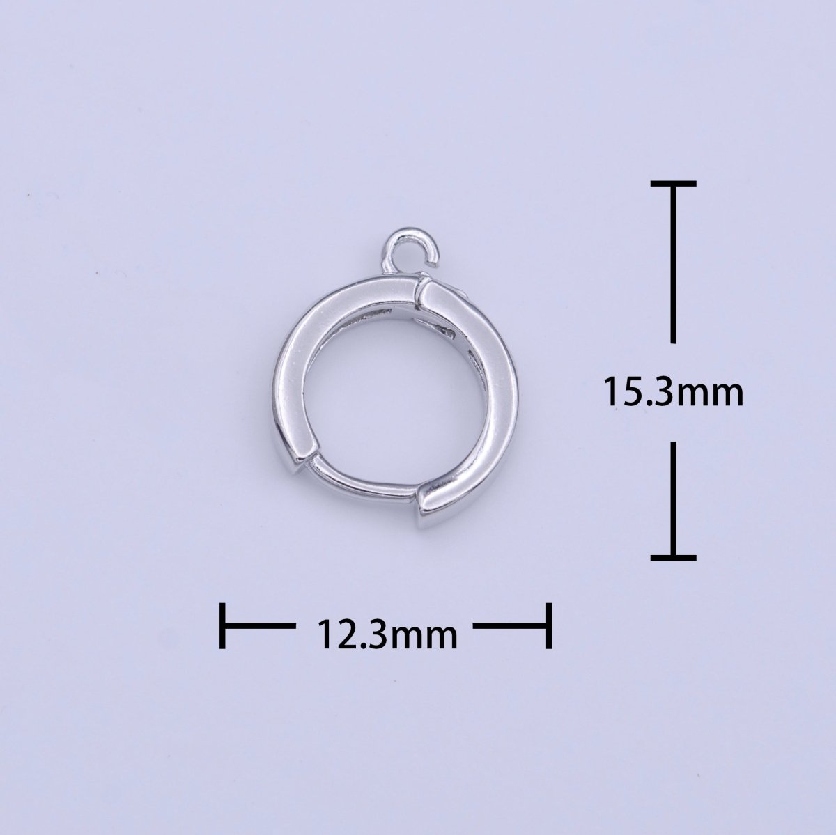 White Gold Filled 12mm Mini Silver Huggie Open Loop Earrings Supply | K-209 - DLUXCA
