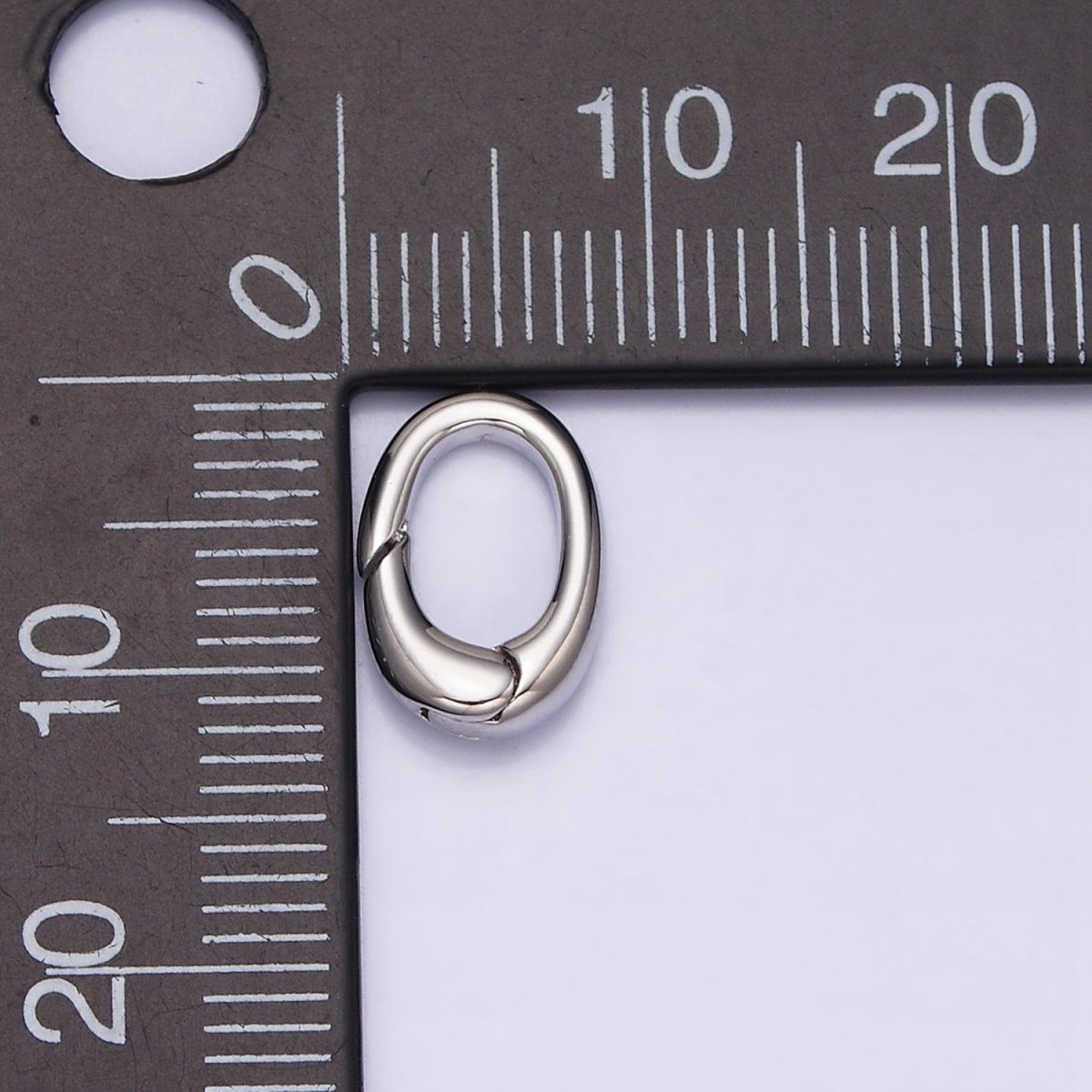 White Gold Filled 12mm Push Oval Spring Gate Ring Jewelry Supply | Z-403 - DLUXCA