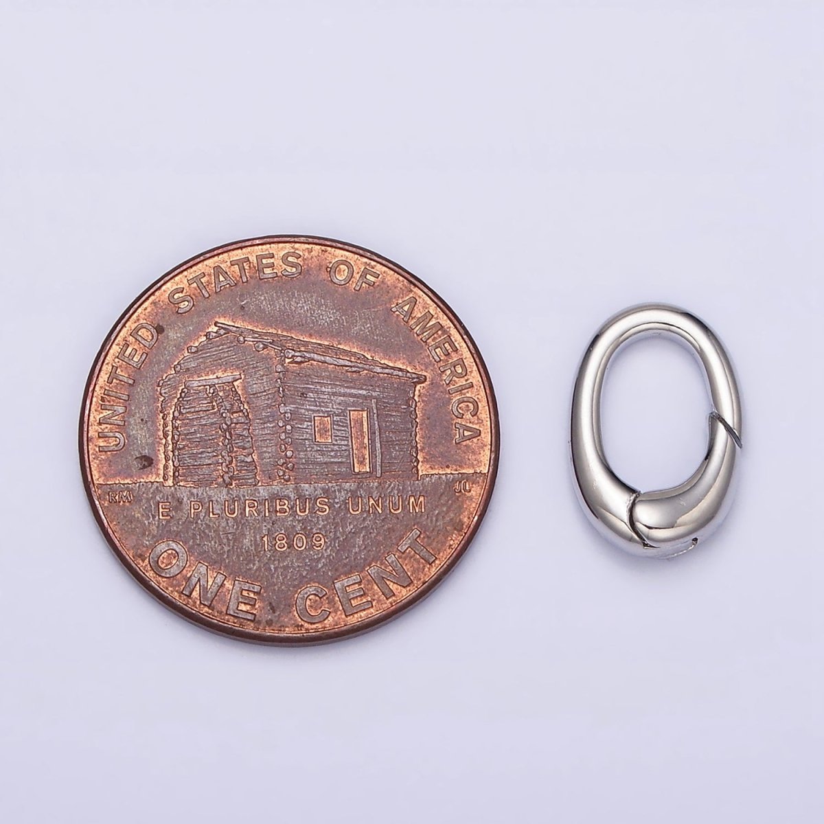 White Gold Filled 12mm Push Oval Spring Gate Ring Jewelry Supply | Z-403 - DLUXCA