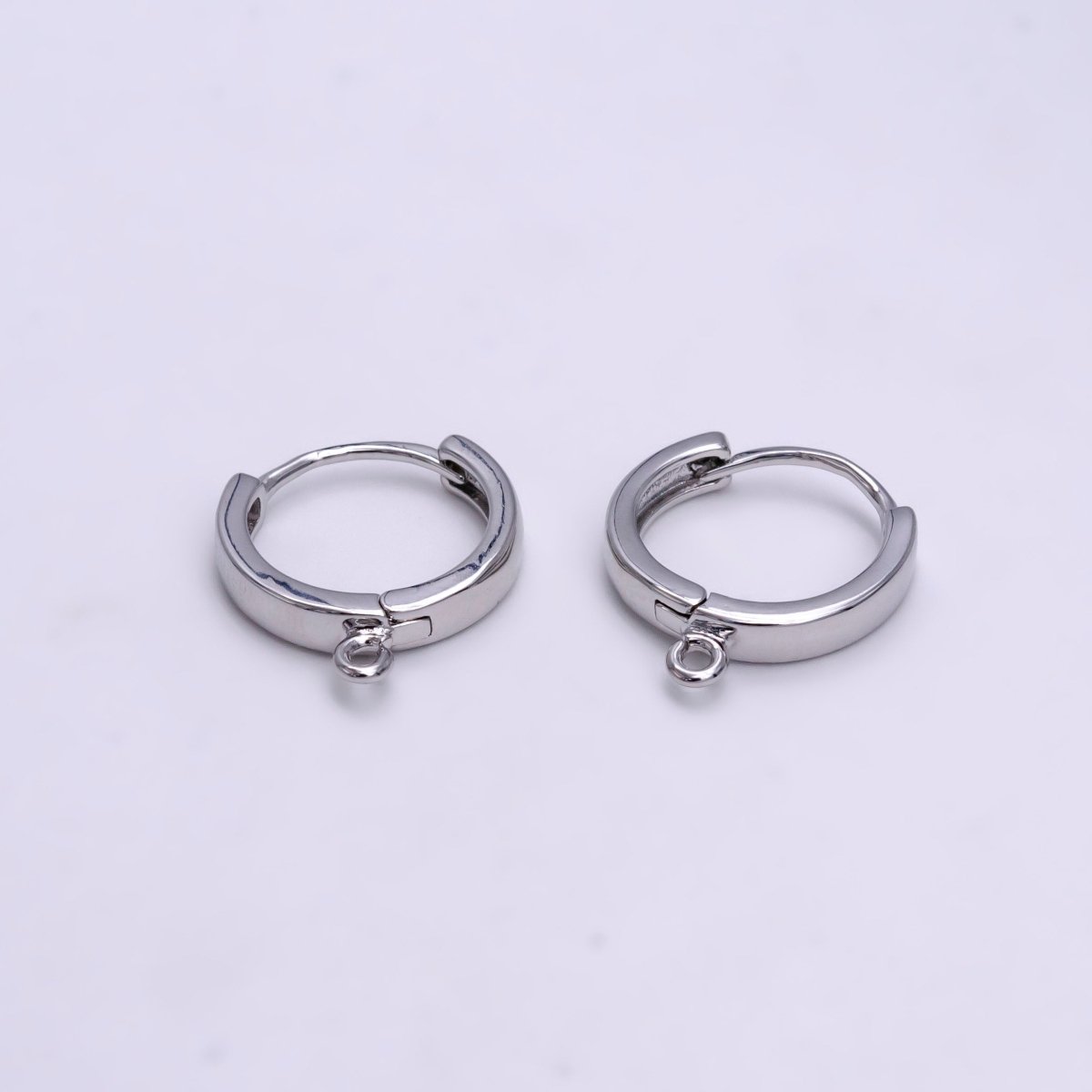 White Gold Filled 16mm Minimalist Huggie Earrings Findings Supply | Z-905 - DLUXCA