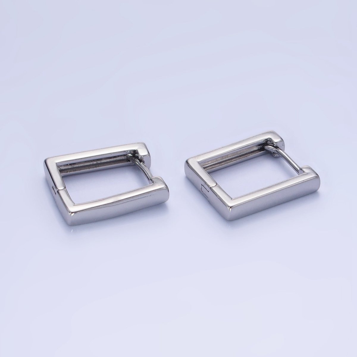 White Gold Filled 16mm Rectangle Huggie Earrings | AB1321 - DLUXCA