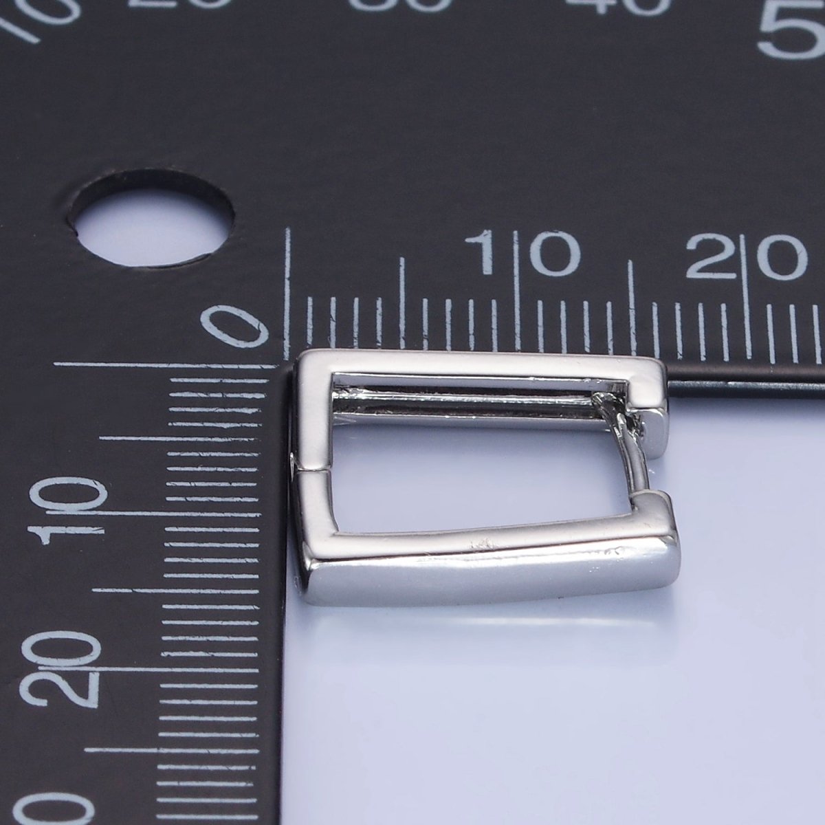 White Gold Filled 16mm Rectangle Huggie Earrings | AB1321 - DLUXCA