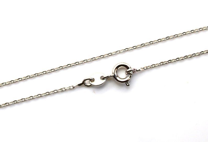 White Gold Filled 1mm Cable Finished Chain 13.5 inch for Choker Necklace Making Dainty Simple Minimalist Chain Necklace | CN-102 - DLUXCA