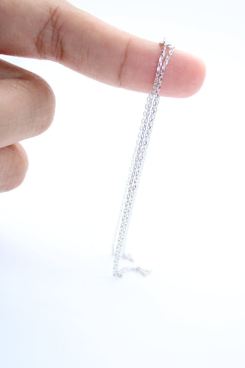 White Gold Filled 1mm Cable Finished Chain 13.5 inch for Choker Necklace Making Dainty Simple Minimalist Chain Necklace | CN-102 - DLUXCA