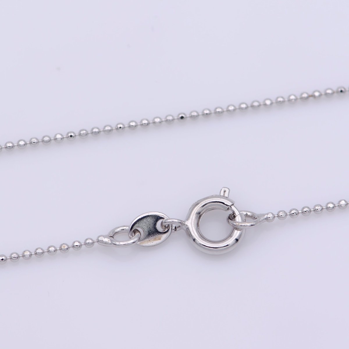 White Gold Filled 1mm Dainty Round Beaded Ball 18 Inch Layering Chain Necklace | WA-241 Clearance Pricing - DLUXCA