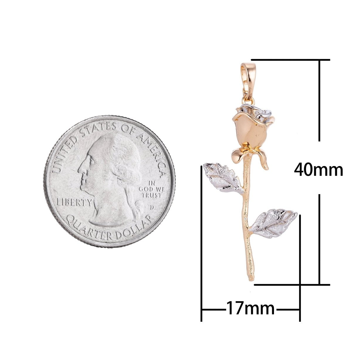 White Gold Filled / 24K Yellow Gold Fill Rose Gold Flower Charm Floral, Belle Layered Necklace Pendant Bails for Jewelry Making H-653 I-126 - DLUXCA