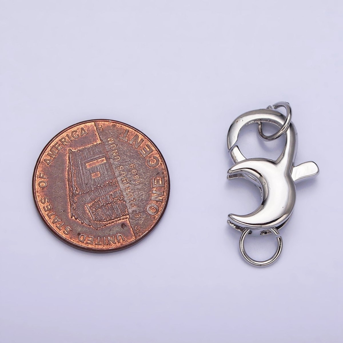 White Gold Filled 25.5mm Celestial Crescent Moon Lobster Clasps Jewelry Closure Supply | Z-393 - DLUXCA