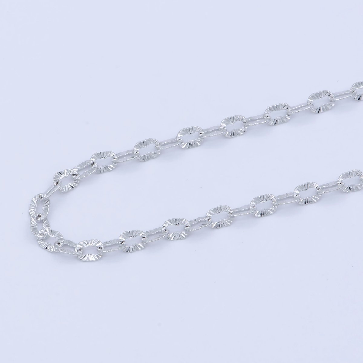 White Gold Filled 3mm Sunburst Cable Unique Everyday Layering 18 Inch Chain Silver Necklace | WA-202 Clearance Pricing - DLUXCA