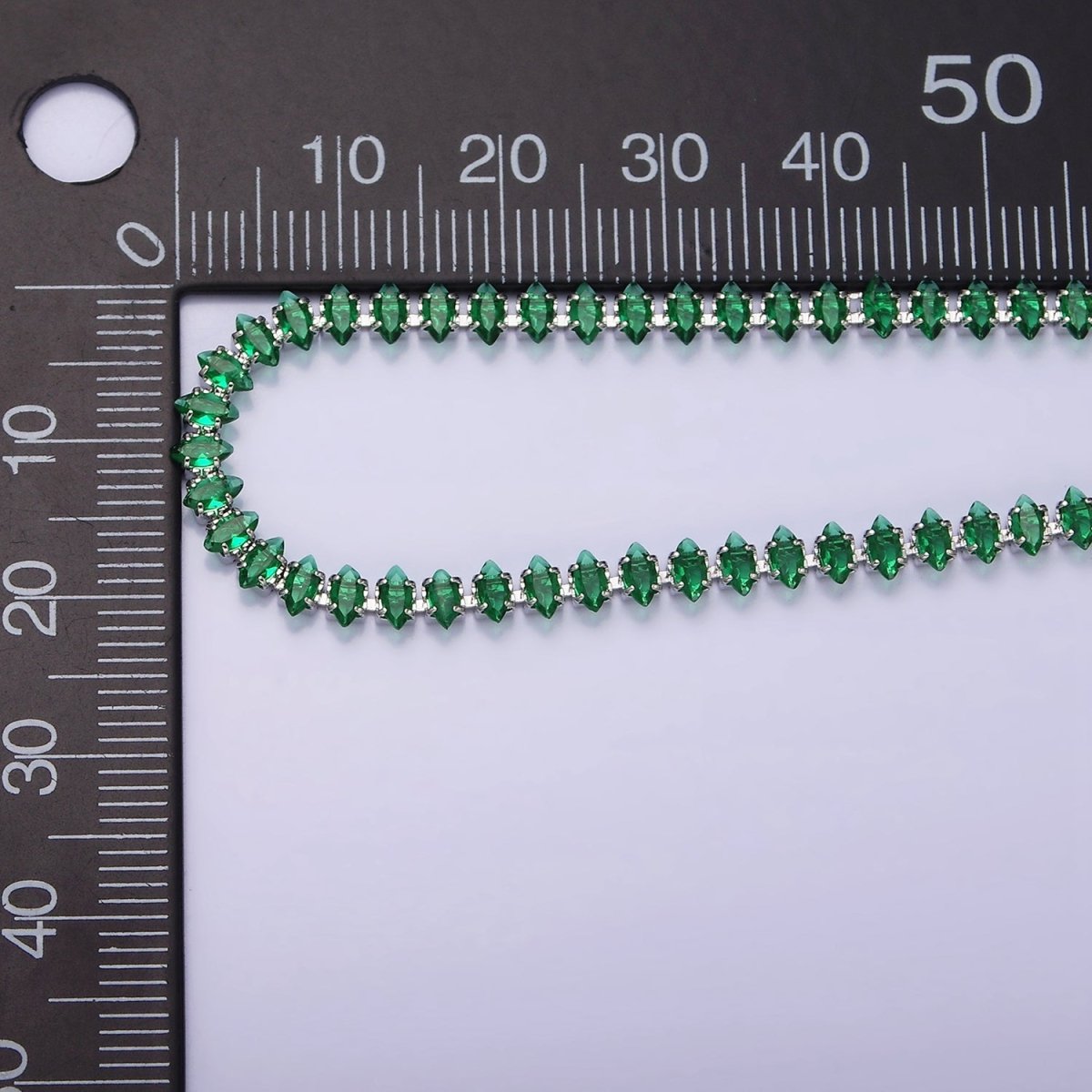 White Gold Filled 4mm Clear, Pink, Green CZ Marquise Tennis 6.5 Inch Bracelet with Extender | WA-1810 - WA-1812 Clearance Pricing - DLUXCA