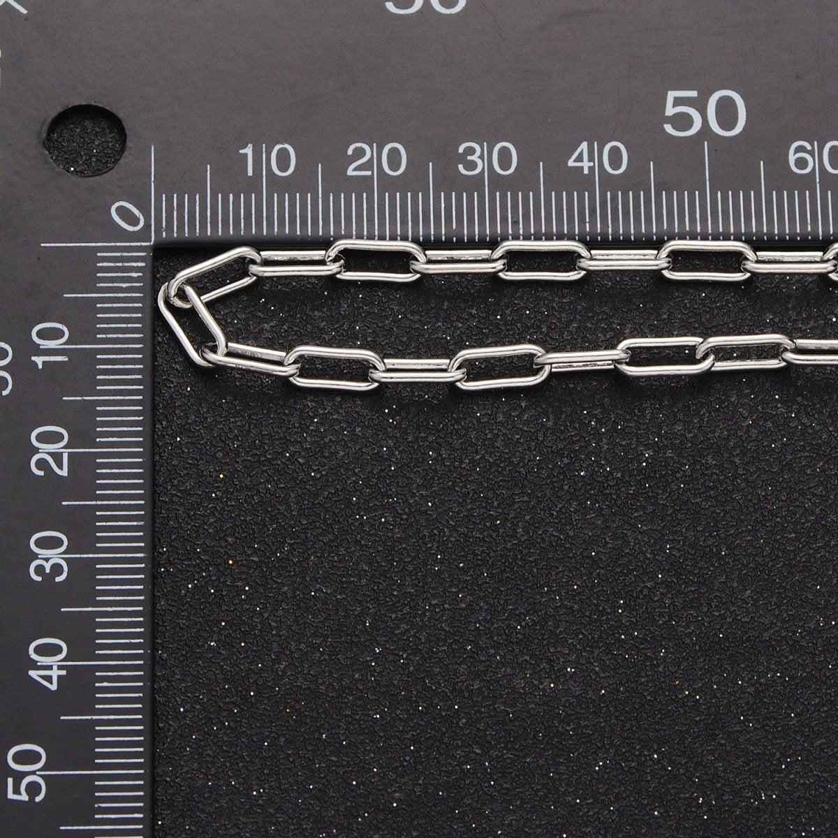 White Gold Filled 4mm Paperclip Unfinished Chain For Jewelry Making | ROLL-853 Clearance Pricing - DLUXCA