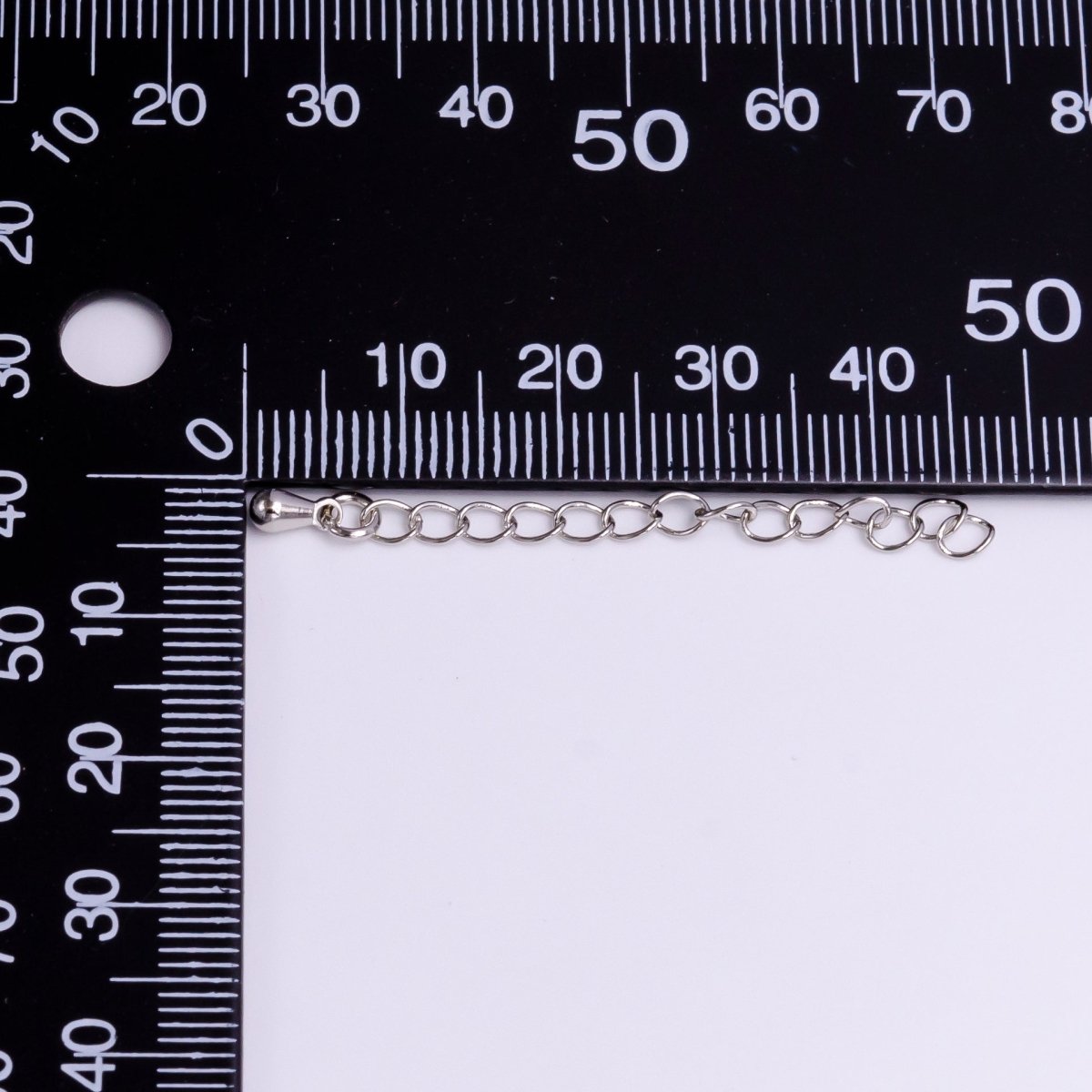 White Gold Filled 50mm Teardrop Chain Extender Jewelry Making Supply | Z-385 - DLUXCA