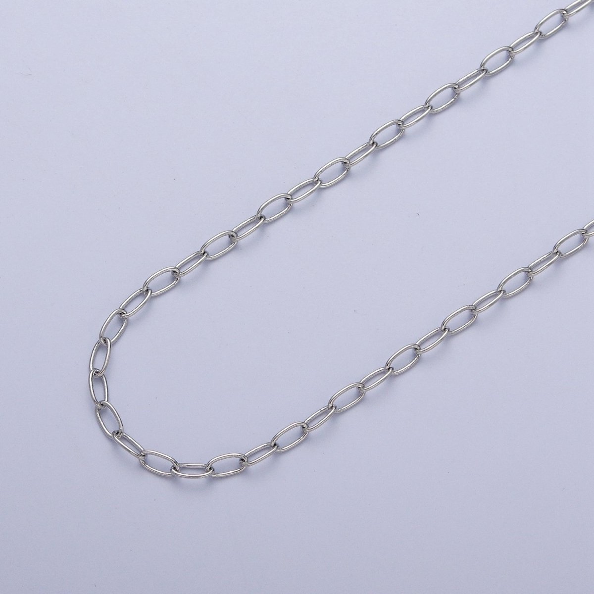 White Gold Filled 5.5mmx3mm Paperclip Silver Bulk Unfinished Chain For DIY Jewelry Making | ROLL-854 Clearance Pricing - DLUXCA