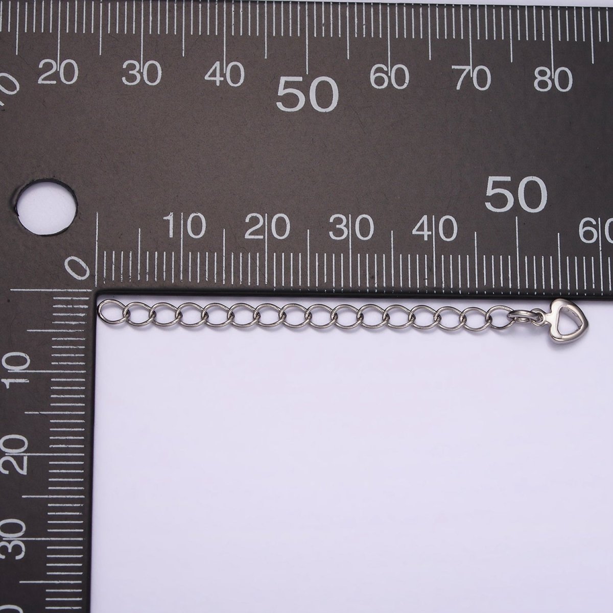 White Gold Filled 60mm Open Heart Charm Chain Extender Findings | Z716 - DLUXCA