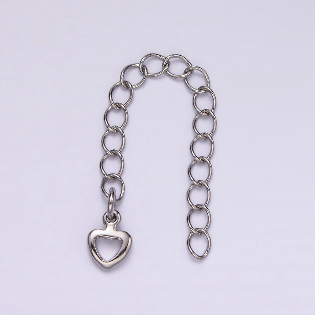 White Gold Filled 60mm Open Heart Charm Chain Extender Findings | Z716 - DLUXCA
