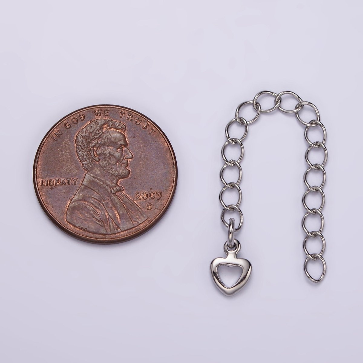 White Gold Filled 60mm Open Heart Charm Chain Extender Findings | Z716 - DLUXCA