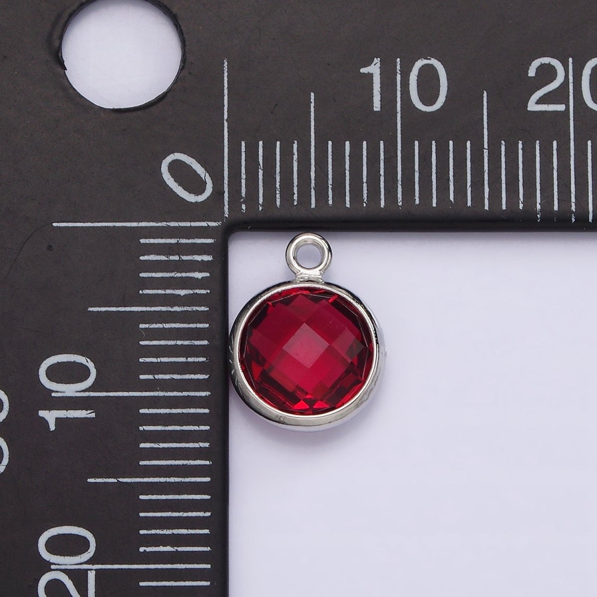 White Gold Filled 9mm Multifaceted Birthstone CZ Round Add-On Charm | N1197 - N1208 - DLUXCA