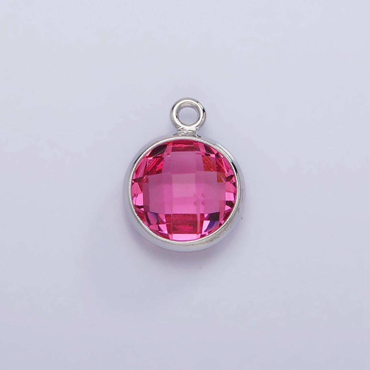 White Gold Filled 9mm Multifaceted Birthstone CZ Round Add-On Charm | N1197 - N1208 - DLUXCA