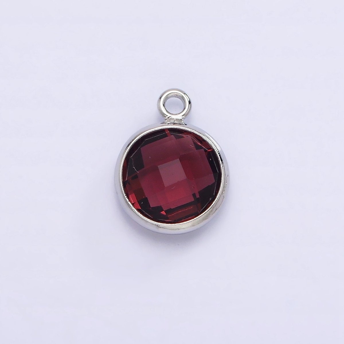 White Gold Filled 9mm Multifaceted Birthstone CZ Round Add-On Charm | N1197 - N1208 - DLUXCA