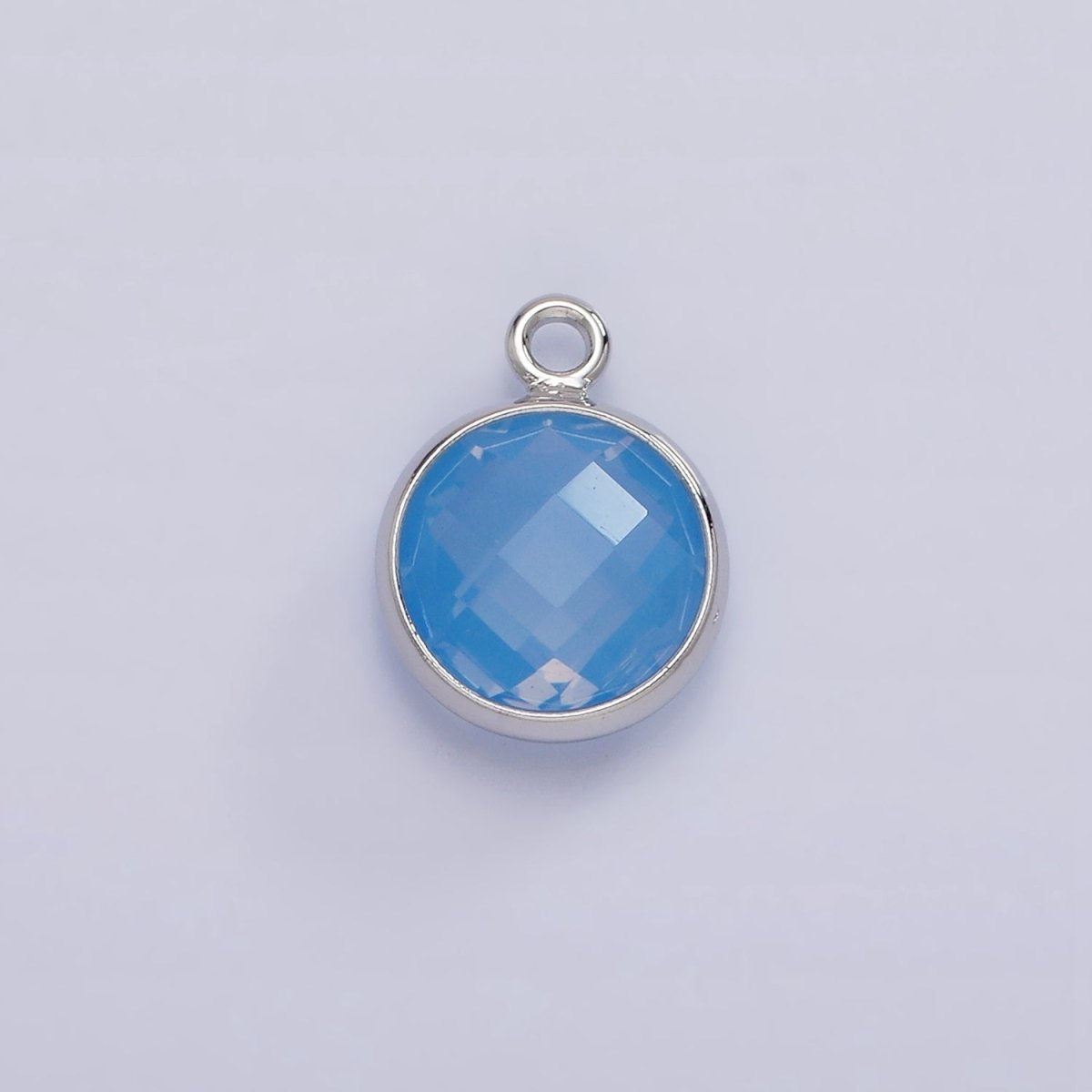 White Gold Filled 9mm Multifaceted Birthstone CZ Round Add-On Charm | N1197 - N1208 - DLUXCA