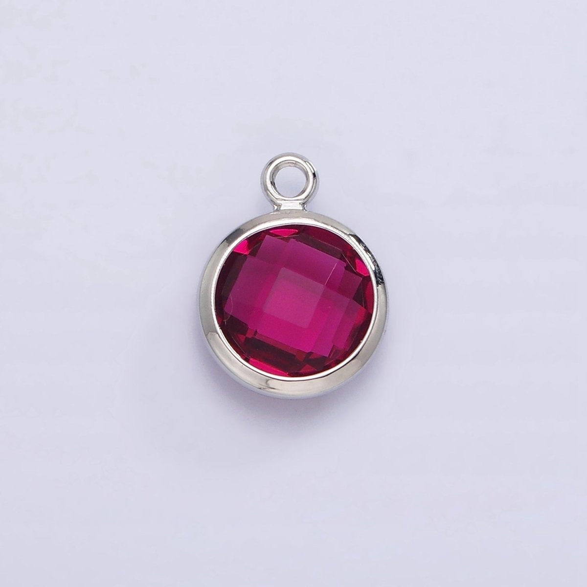 White Gold Filled 9mm Multifaceted Birthstone CZ Round Add-On Charm | N1197 - N1208 - DLUXCA