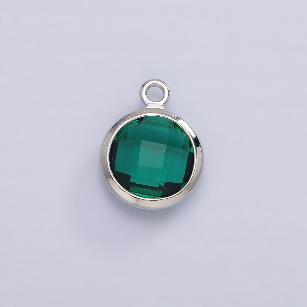 White Gold Filled 9mm Multifaceted Birthstone CZ Round Add-On Charm | N1197 - N1208 - DLUXCA