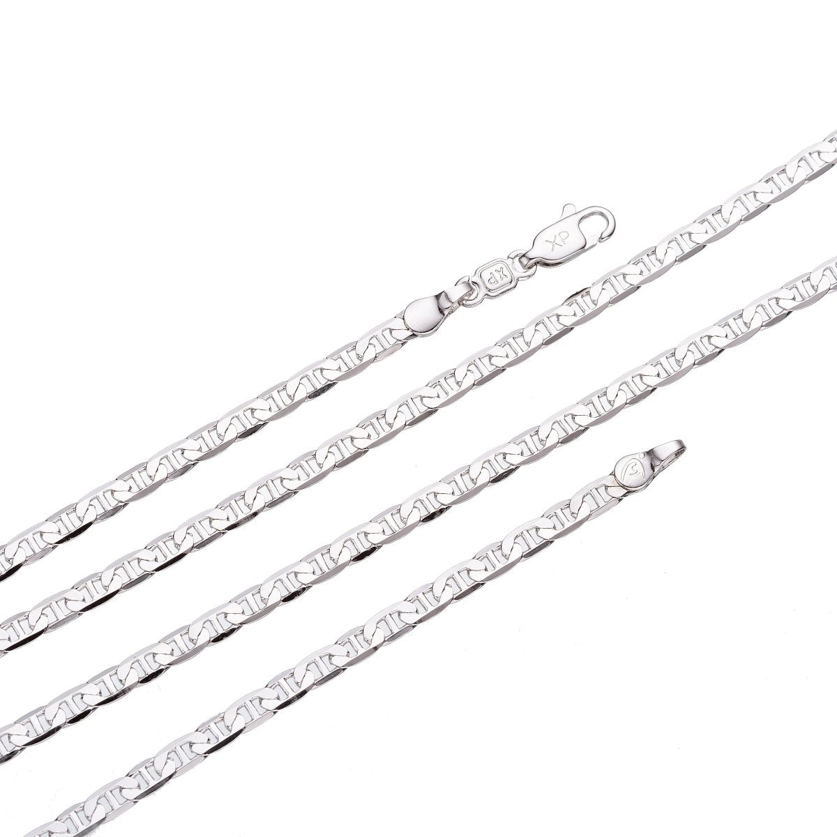 White Gold Filled Anchor Chain For Necklace Making, Dainty 2mm Mariner Chain, 17 Inches Mariner Necklace w/ Lobster Clasps | CN-065 - DLUXCA