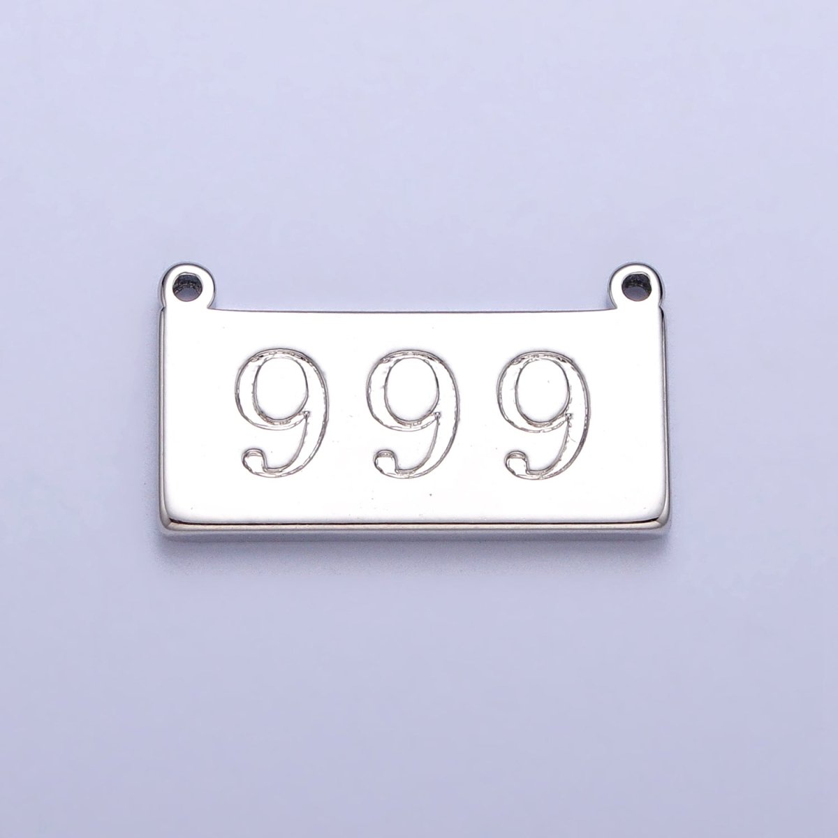 White Gold Filled Angel Number Numerology Engraved Rectangular Tag Charm Connector | AA781 - AA790 - DLUXCA