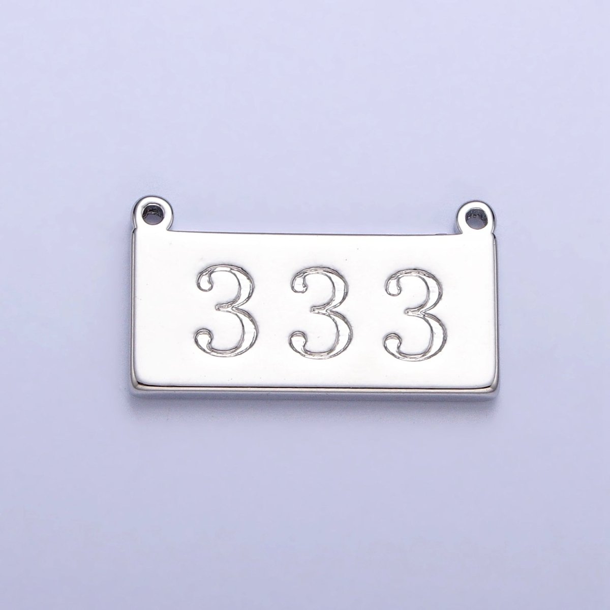 White Gold Filled Angel Number Numerology Engraved Rectangular Tag Charm Connector | AA781 - AA790 - DLUXCA