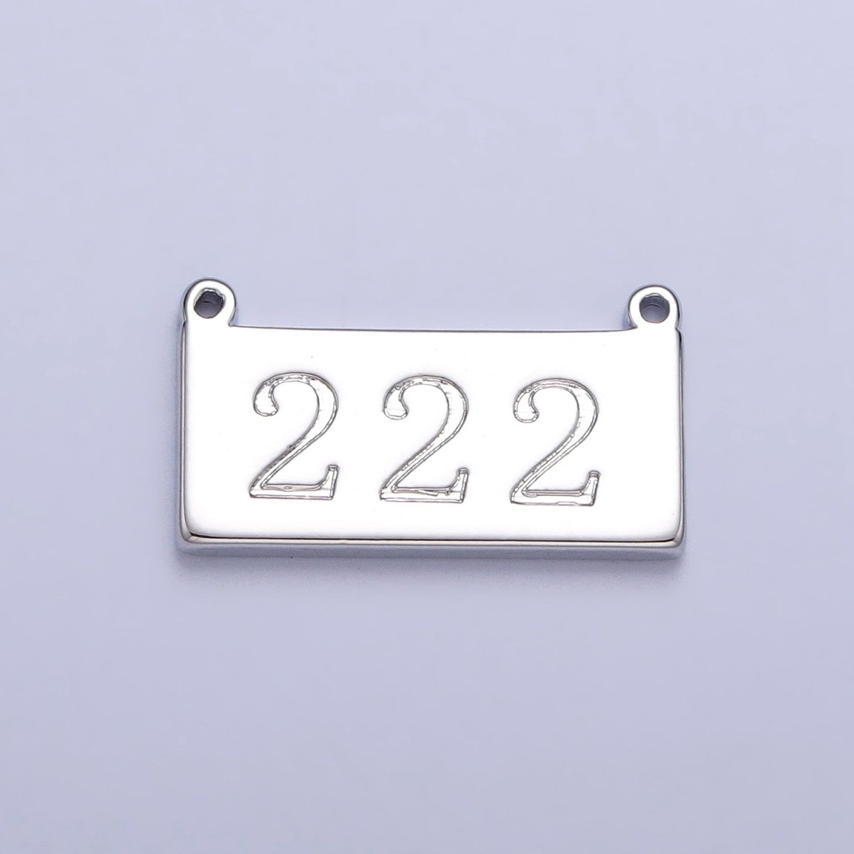 White Gold Filled Angel Number Numerology Engraved Rectangular Tag Charm Connector | AA781 - AA790 - DLUXCA