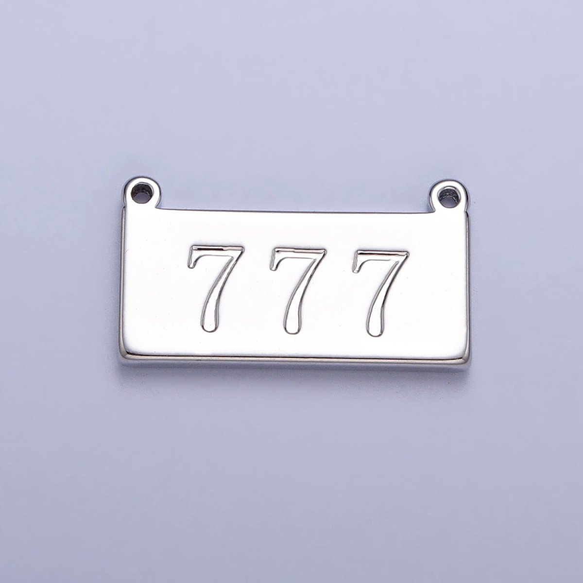 White Gold Filled Angel Number Numerology Engraved Rectangular Tag Charm Connector | AA781 - AA790 - DLUXCA