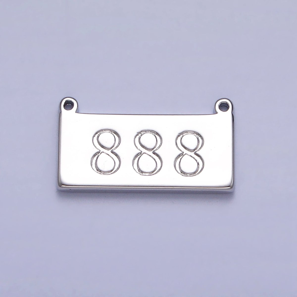 White Gold Filled Angel Number Numerology Engraved Rectangular Tag Charm Connector | AA781 - AA790 - DLUXCA