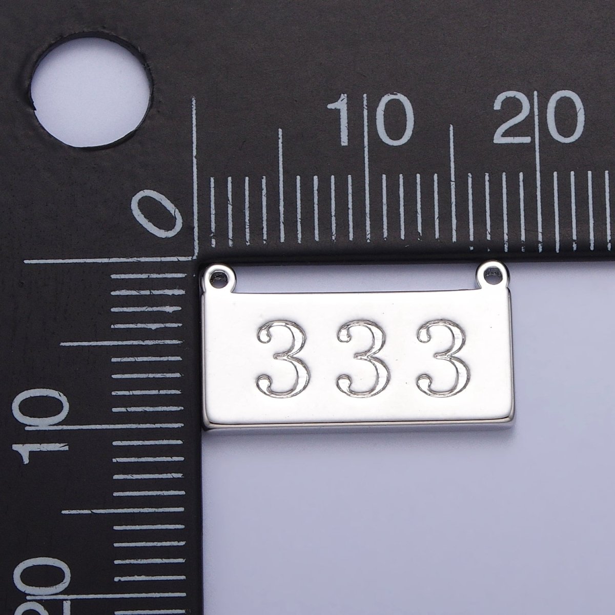 White Gold Filled Angel Number Numerology Engraved Rectangular Tag Charm Connector | AA781 - AA790 - DLUXCA