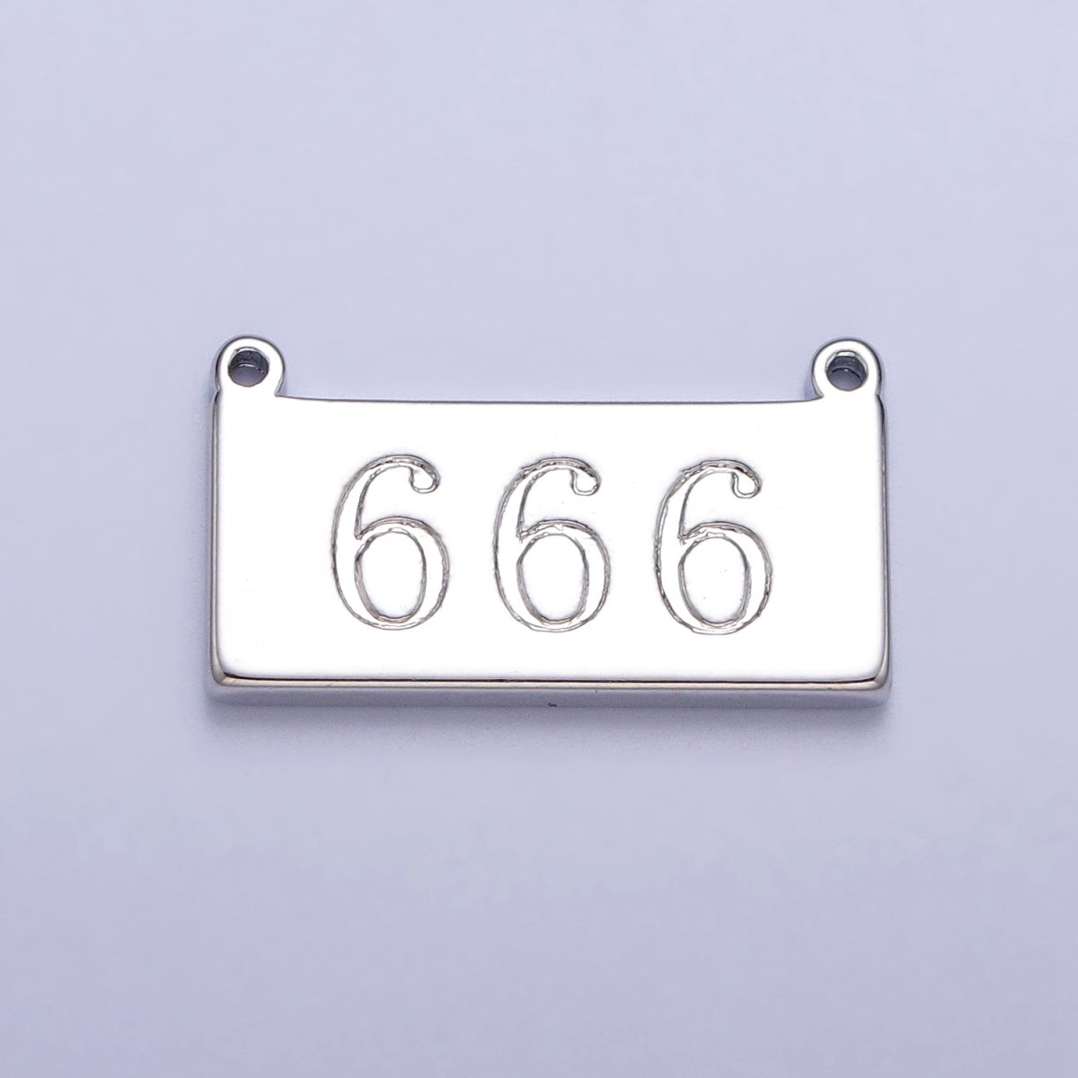 White Gold Filled Angel Number Numerology Engraved Rectangular Tag Charm Connector | AA781 - AA790 - DLUXCA