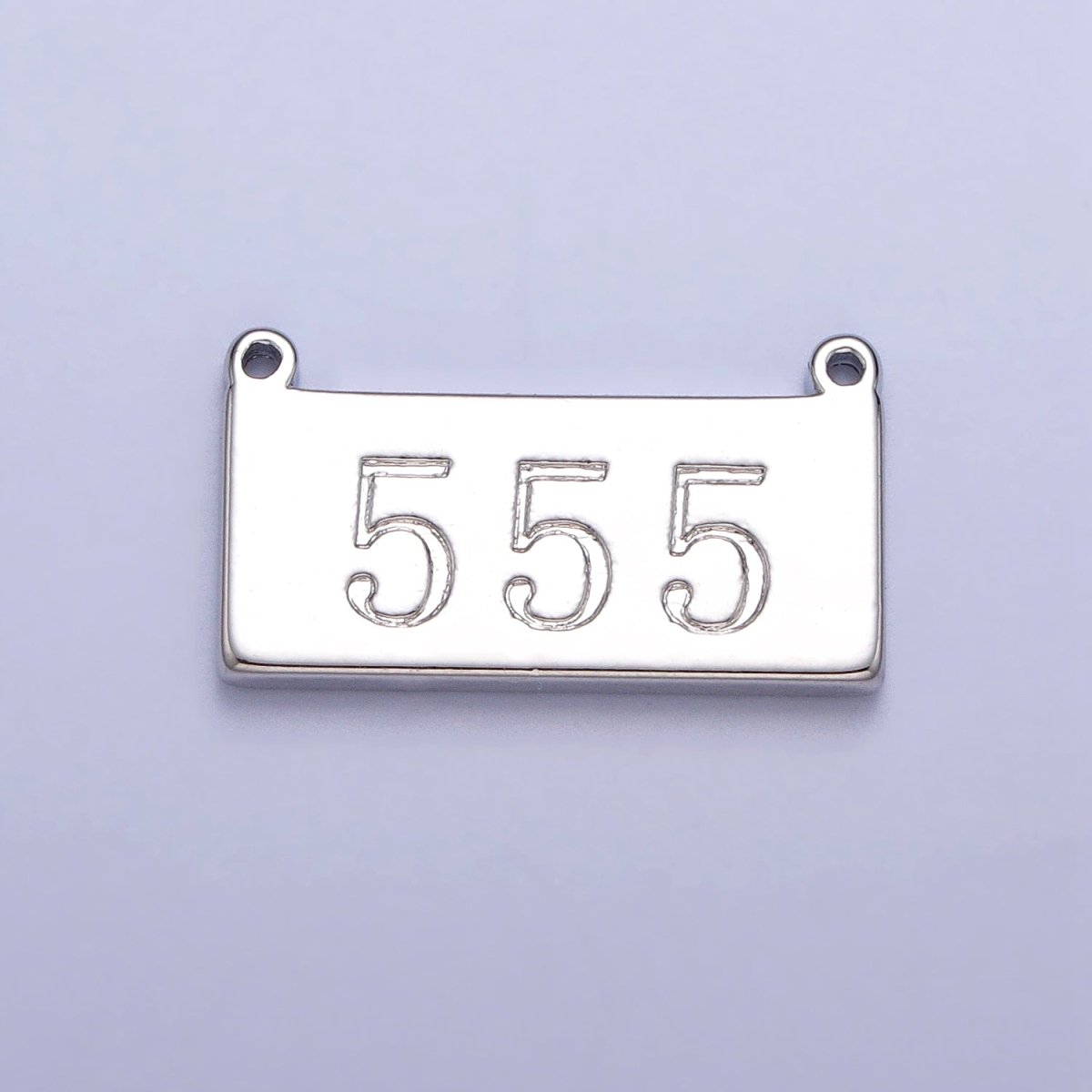 White Gold Filled Angel Number Numerology Engraved Rectangular Tag Charm Connector | AA781 - AA790 - DLUXCA
