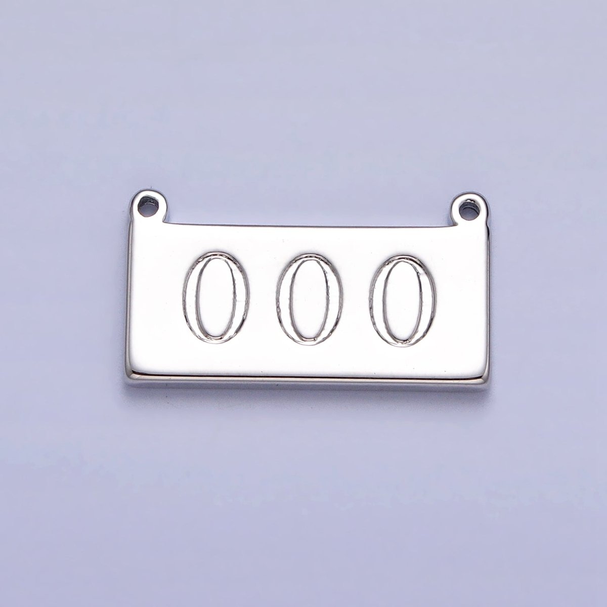 White Gold Filled Angel Number Numerology Engraved Rectangular Tag Charm Connector | AA781 - AA790 - DLUXCA
