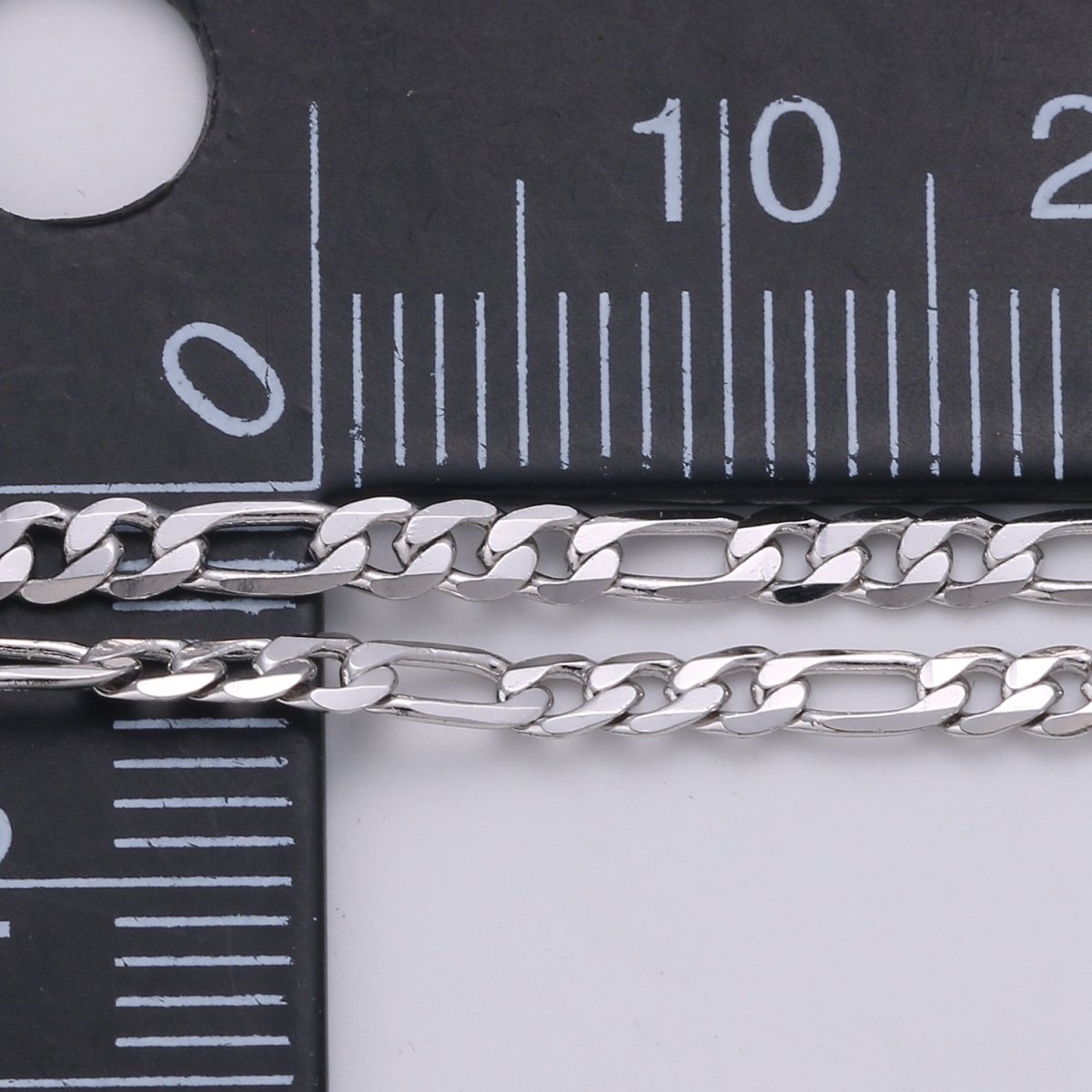 White Gold Filled Chain Necklace, 17.7", 17.8", 19.6" Figaro Chains, 3.2mm, 3.3mm, 4.5mm Figaro Necklace w/ Lobster Clasps | CN-946, CN-947, CN-948 Clearance Pricing - DLUXCA