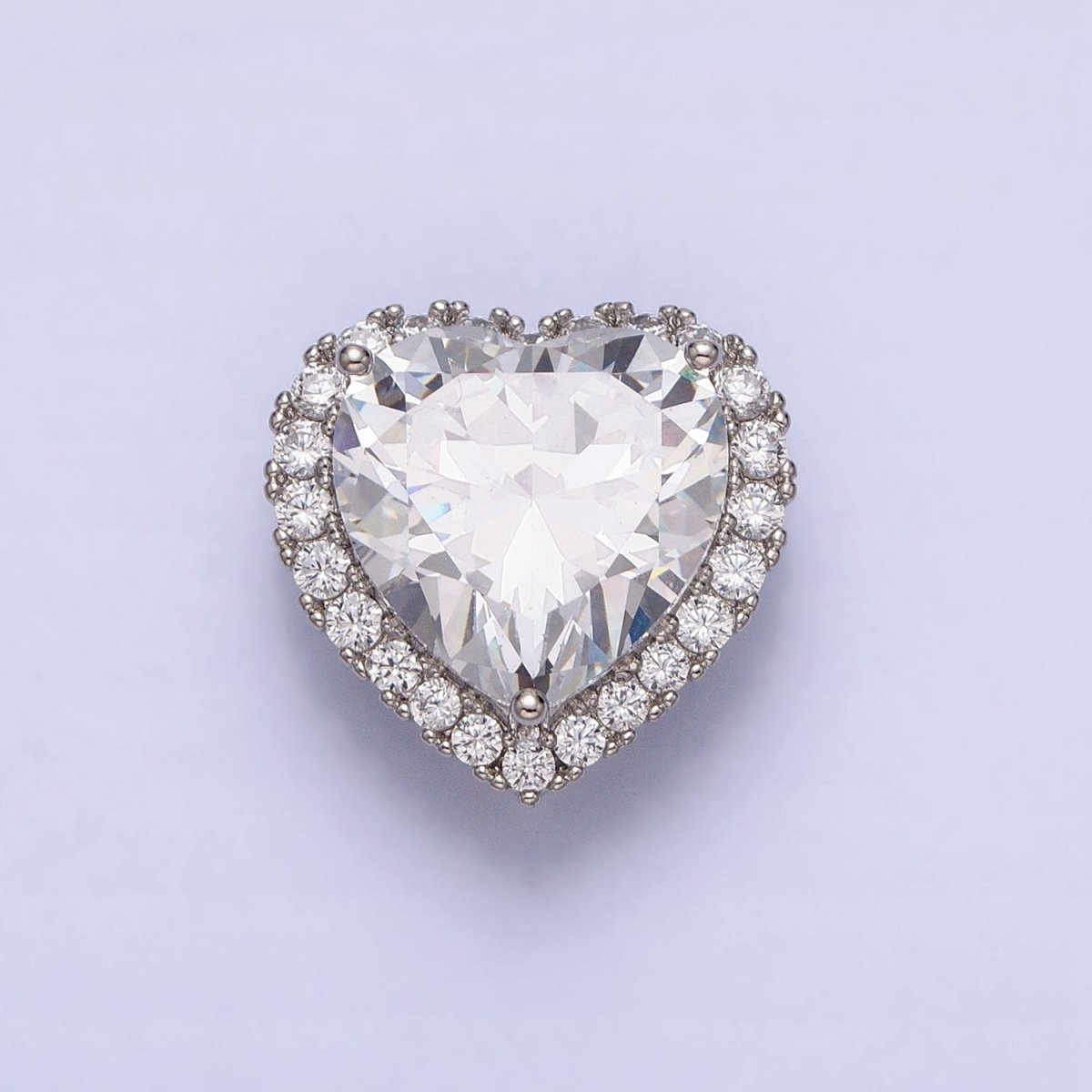 White Gold Filled Clear, Pink, Yellow CZ Heart Micro Paved Bead Pendant | AA245 - AA247 - DLUXCA