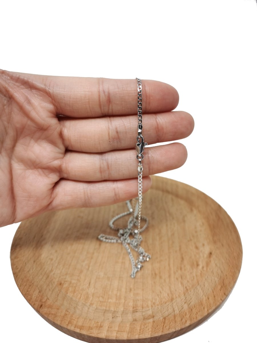 White Gold Filled Curb Chain Necklace, 17.7 inch Curb Finished Chain For Jewelry Making, Dainty 2.5mm Curb Necklace w/ Lobster Clasps | CN-956 Clearance Pricing - DLUXCA