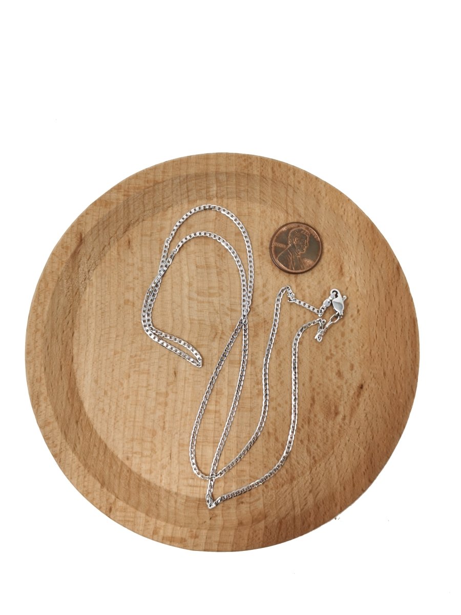 White Gold Filled Curb Chain Necklace, 17.7 inch Curb Finished Chain For Jewelry Making, Dainty 2.5mm Curb Necklace w/ Lobster Clasps | CN-956 Clearance Pricing - DLUXCA